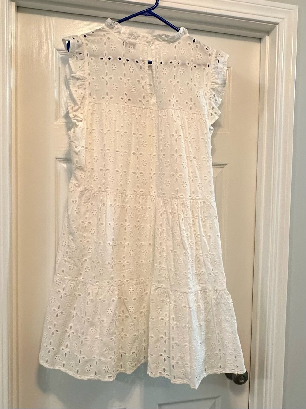Mud Pie White Eyelet Cotton Dress with Ruffle Trim